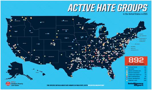 917 Hate Groups are currently operating in the US. Track them below with our Hate Map.