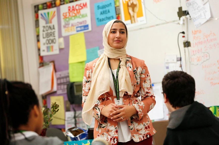 Muslim teacher wearing head scarf repeatedly bullied by students